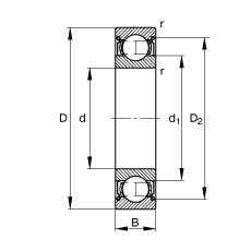 S 6005-2Z,  DIN 625-1 ˜ʵҪߴ, ɂg϶ܷ